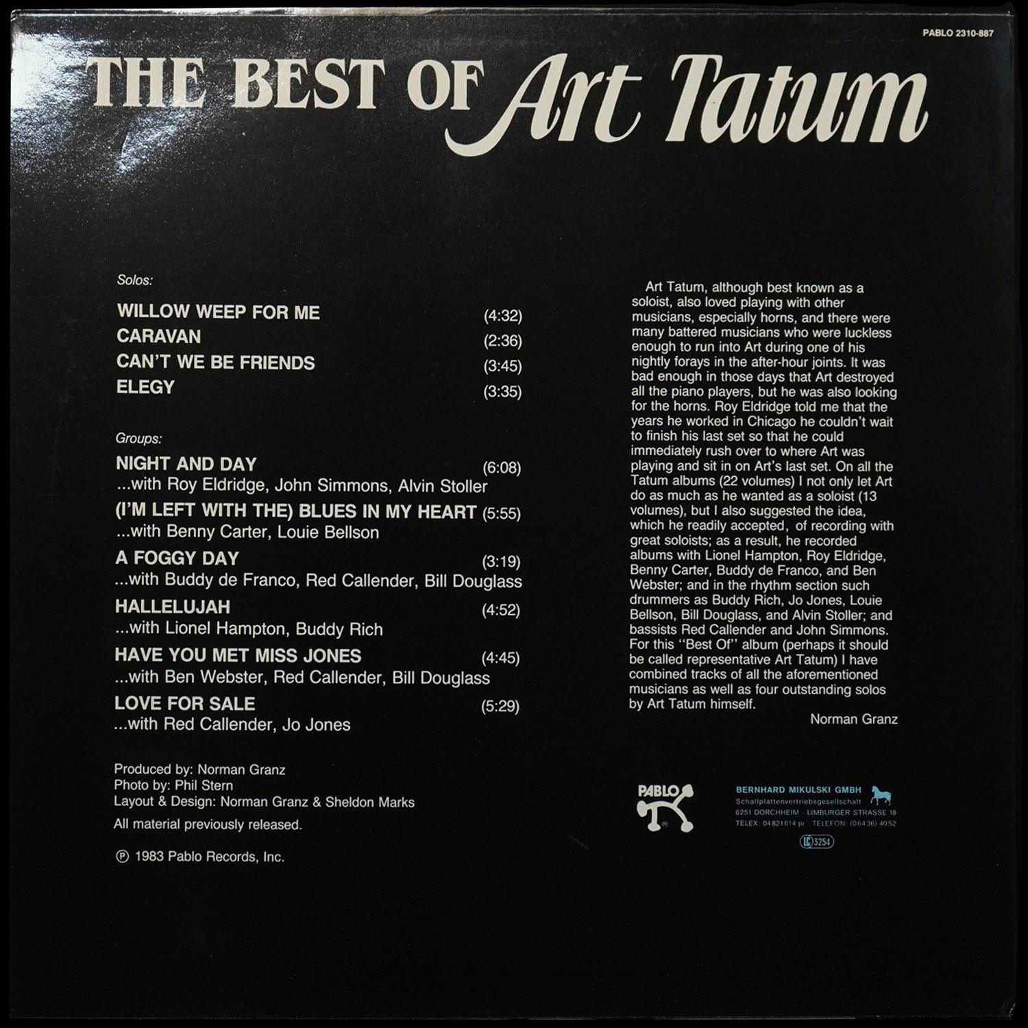 LP Art Tatum — Best Of Art Tatum фото 2