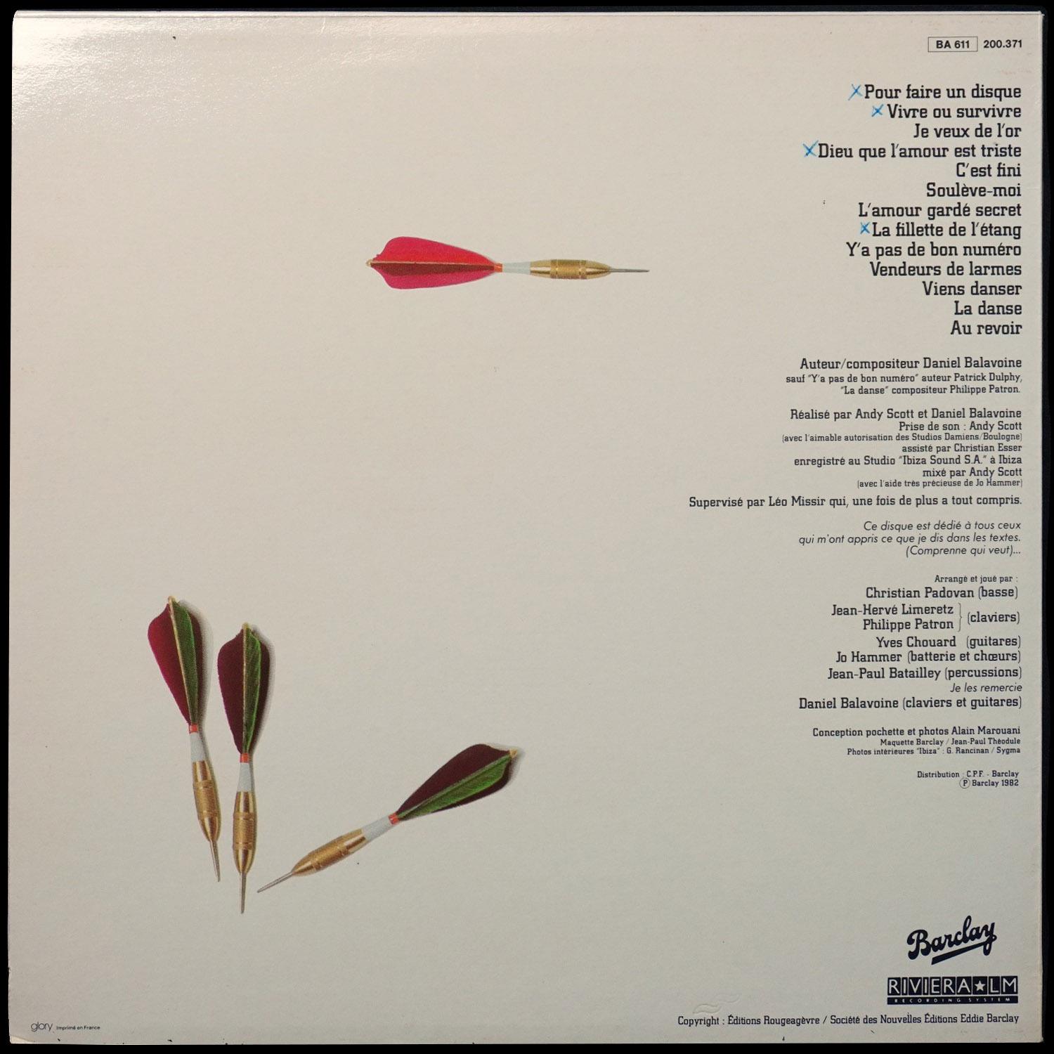 LP Daniel Balavoine — Vendeurs De Larmes (2LP) фото 2