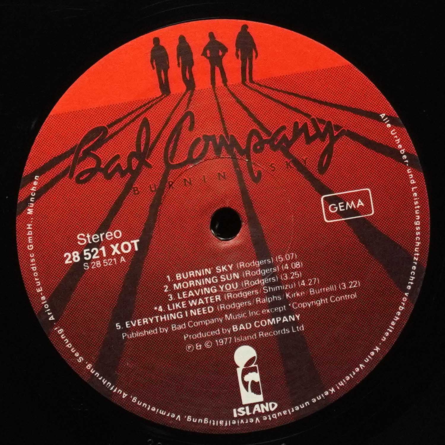 LP Bad Company — Burnin' Sky фото 3