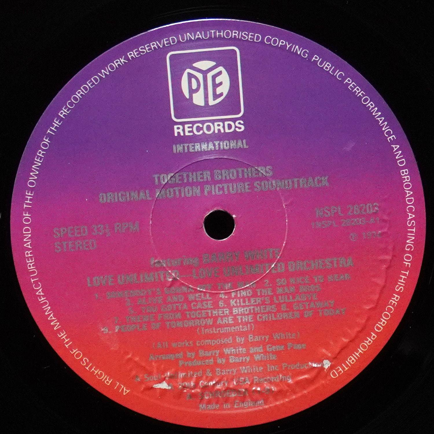 LP Barry White — Together Brothers (Original Motion Picture Soundtrack) фото 2