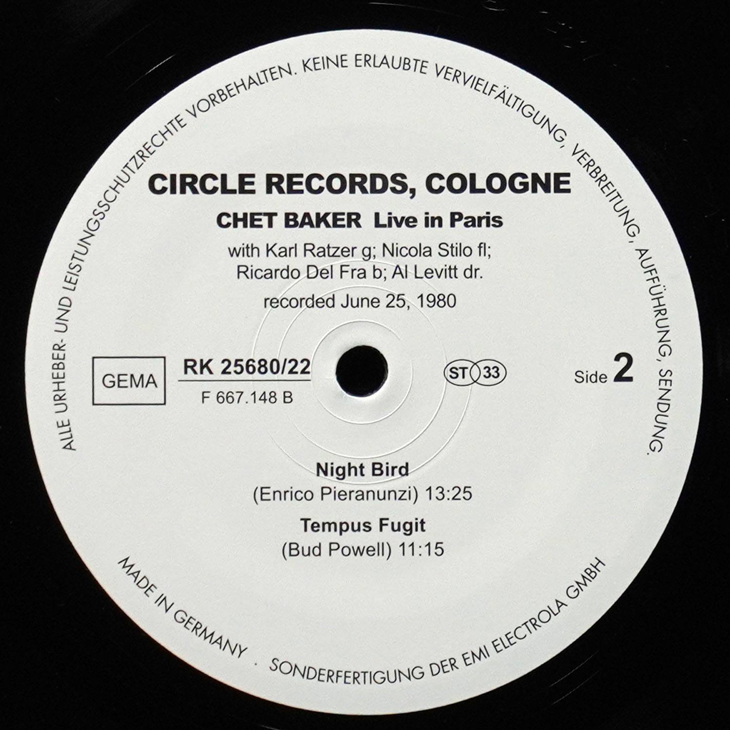 LP Chet Baker — Live In Paris - Night Bird фото 4