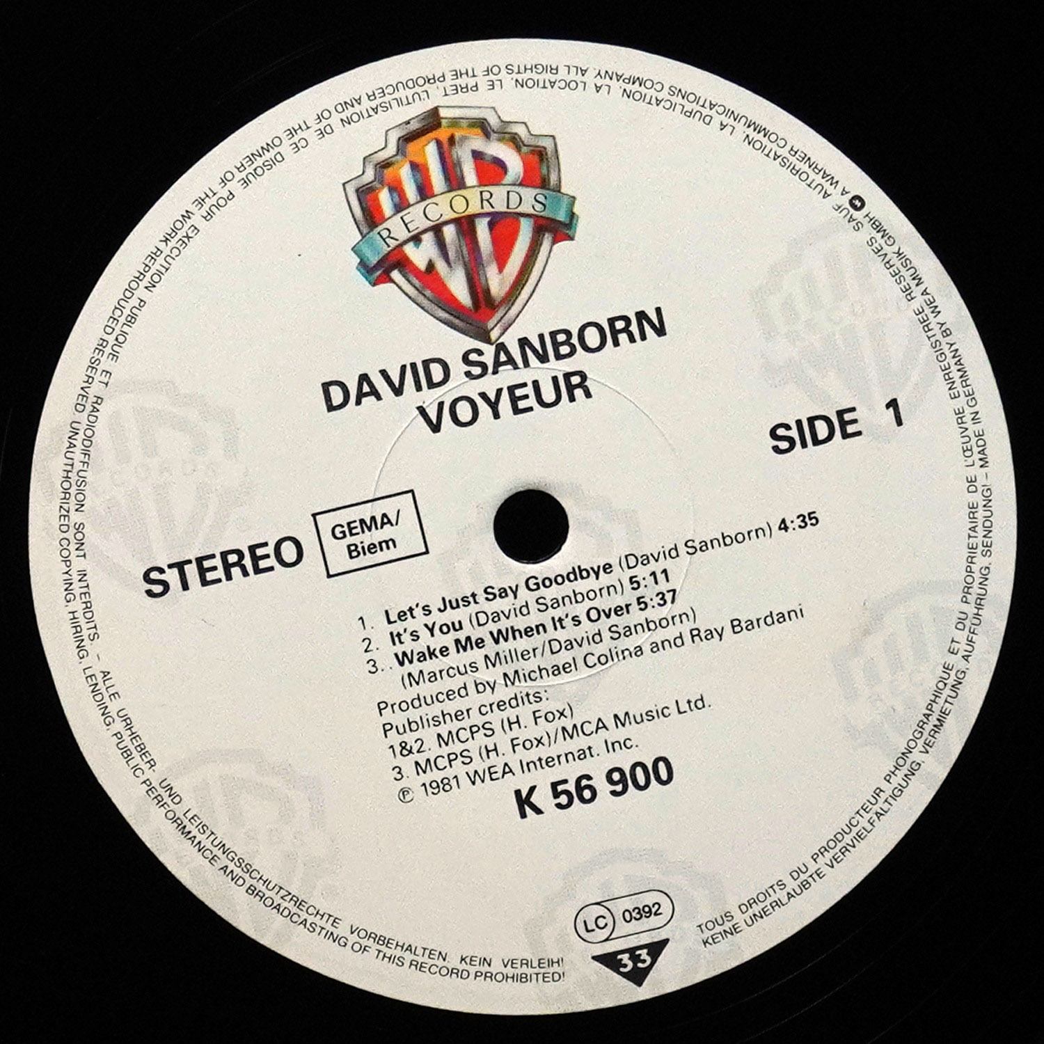 LP David Sanborn — Voyeur фото 2