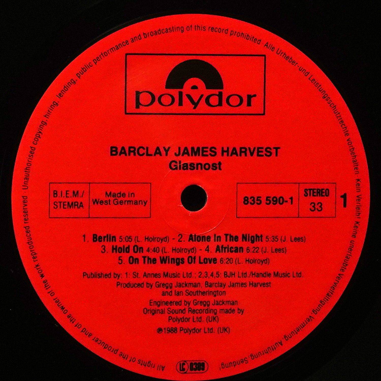 LP Barclay James Harvest — Glasnost фото 2