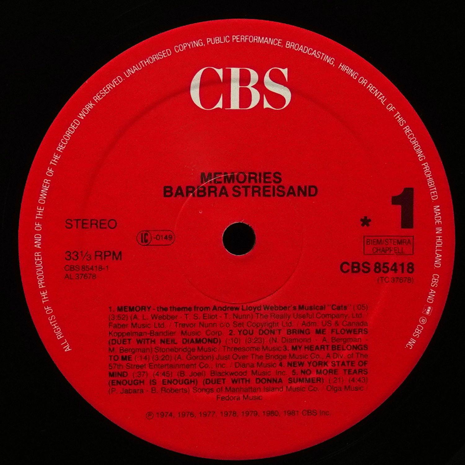 LP Barbra Streisand — Memories фото 2