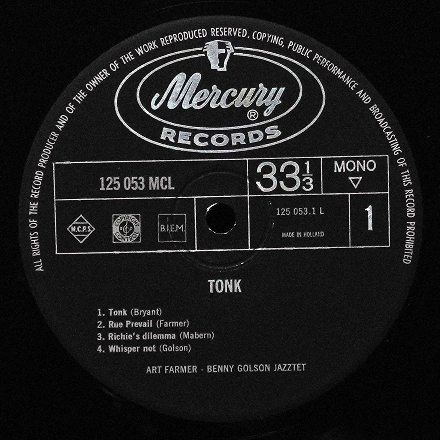 LP Jazztet — Tonk (моно) фото 3