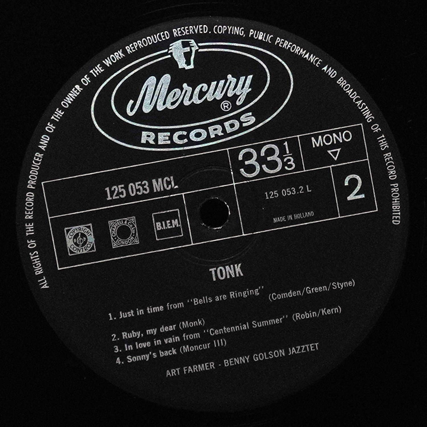 LP Jazztet — Tonk (моно) фото 4
