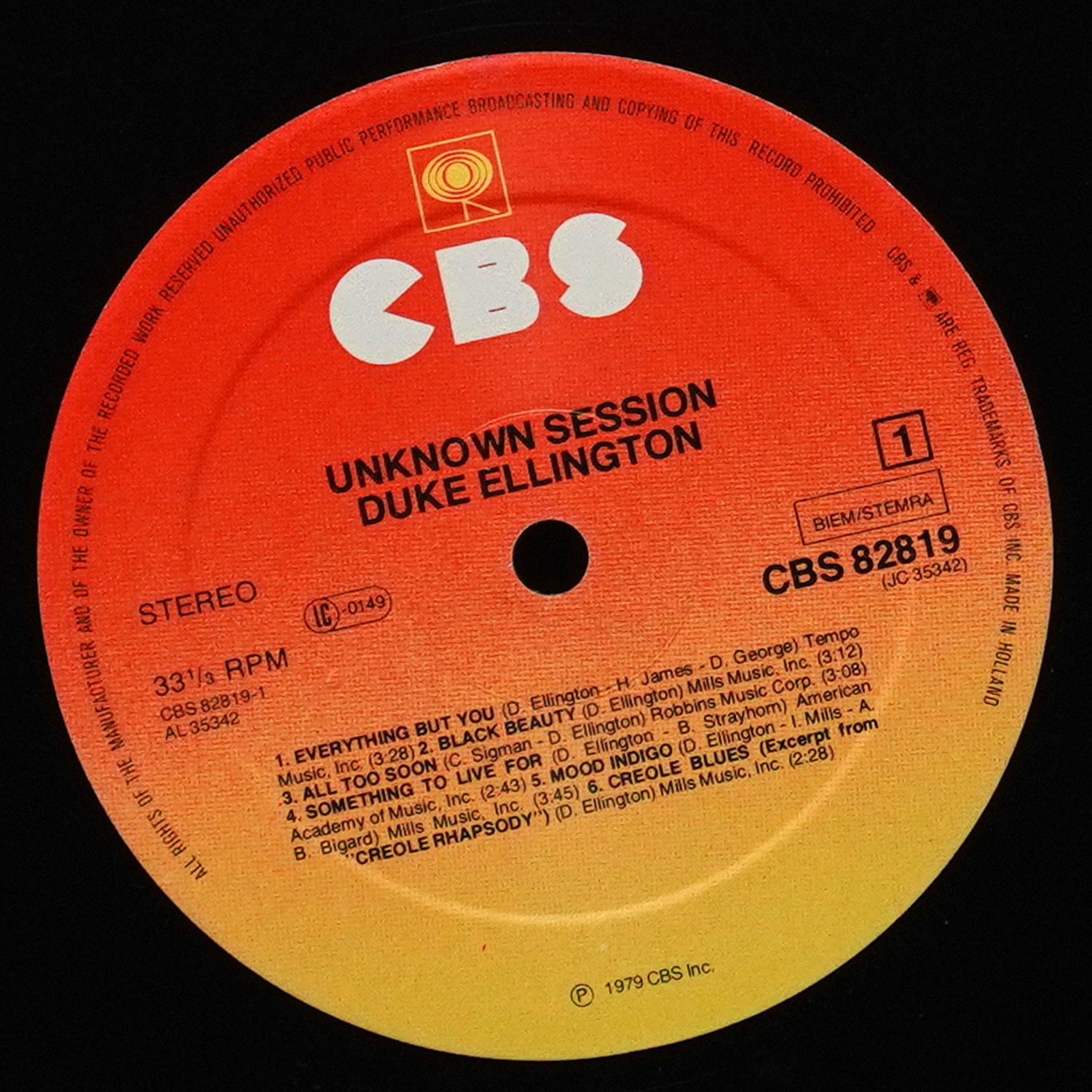 LP Duke Ellington — Unknown Session фото 3