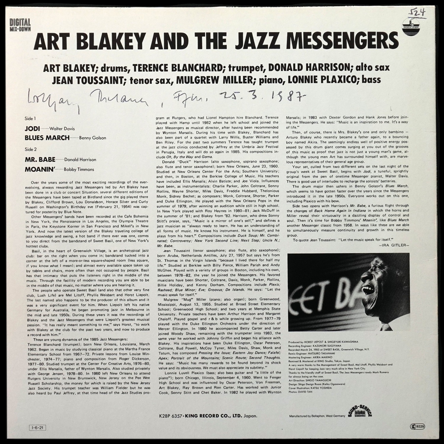 LP Art Blakey — Live At Sweet Basil фото 2