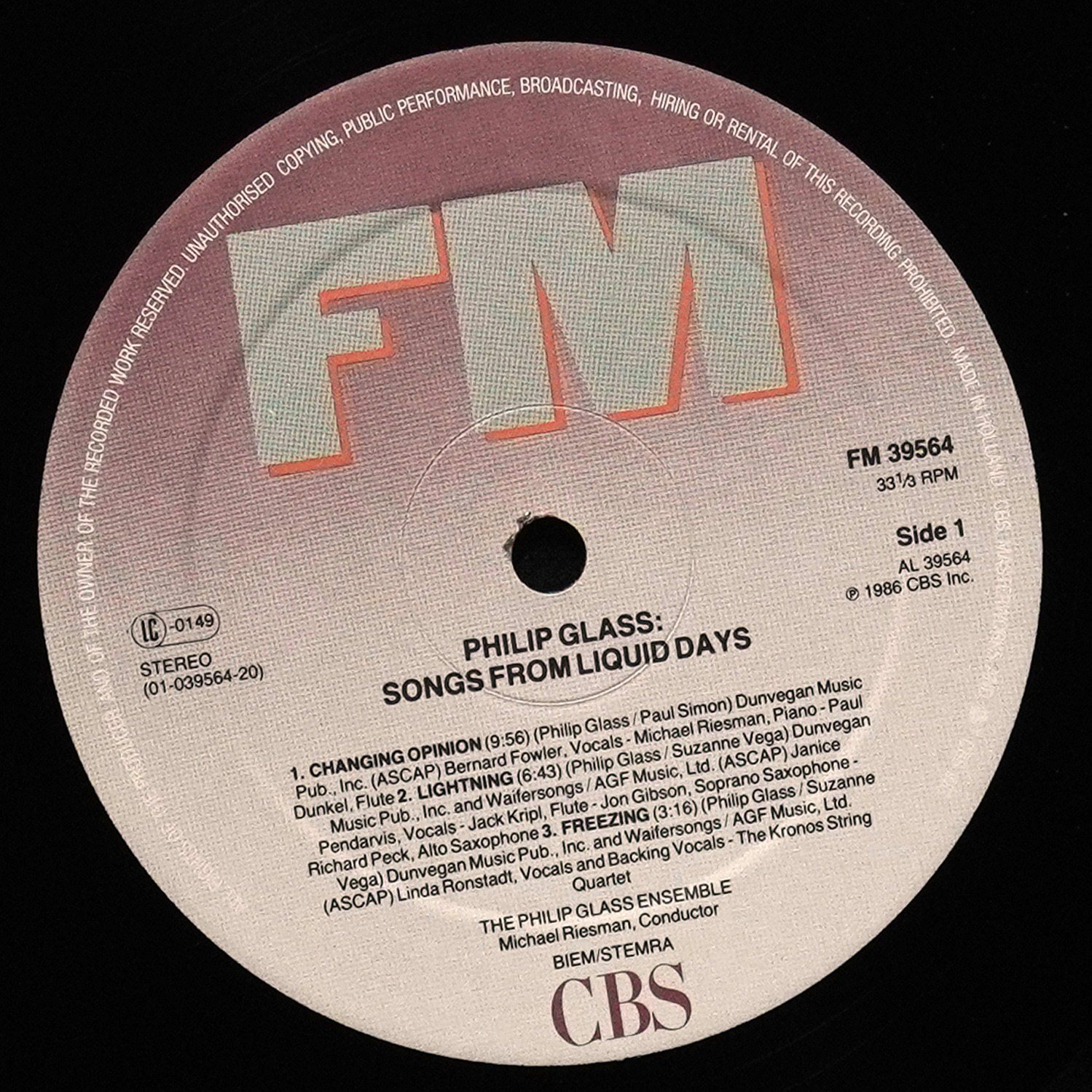 LP Philip Glass — Songs From Liquid Days фото 3