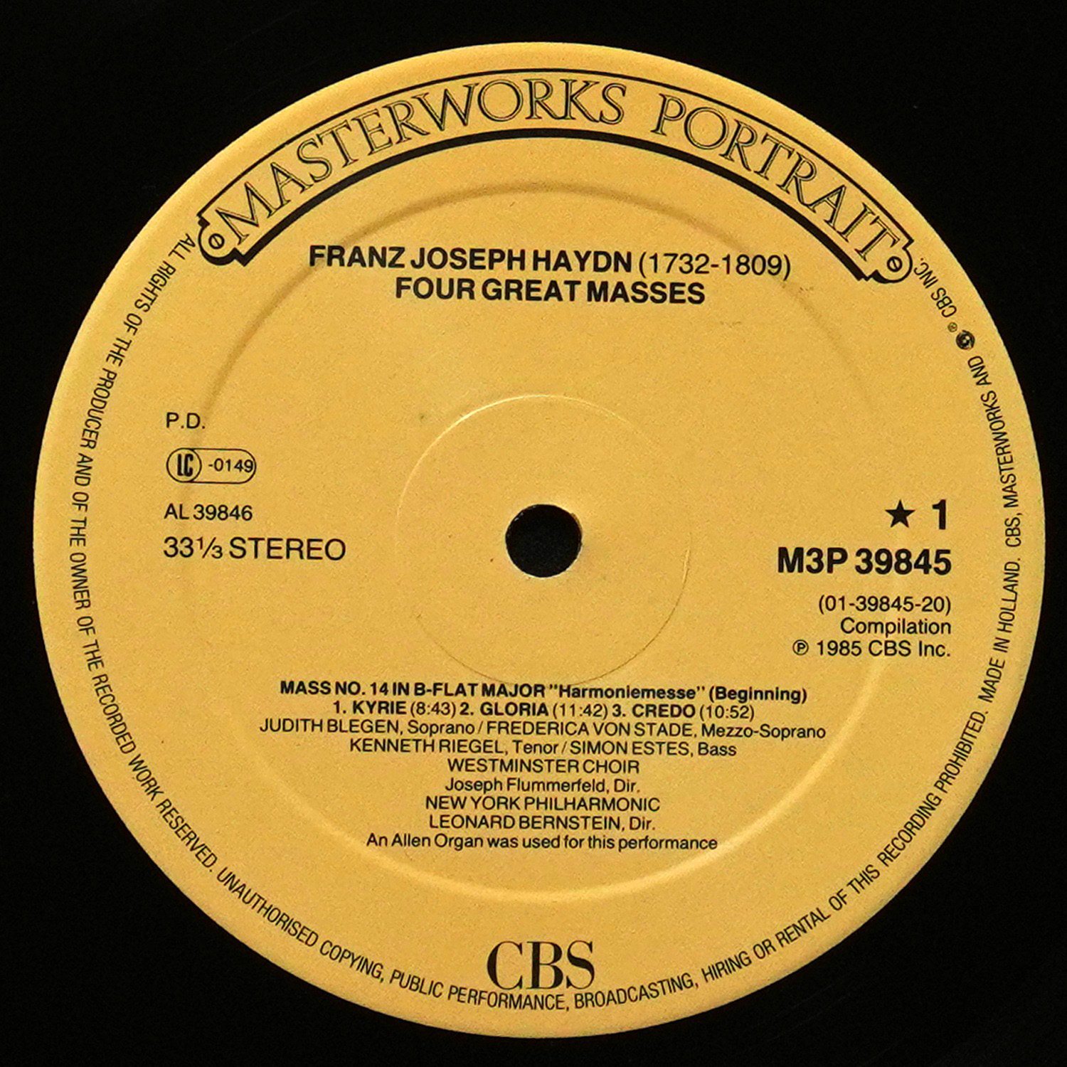 LP Leonard Bernstein — Haydn: Four Great Masses: Harmoniemesse ° Theressien-Messe ° Paukenmesse ° Nelson-Messe (3LP-бокс) фото 2