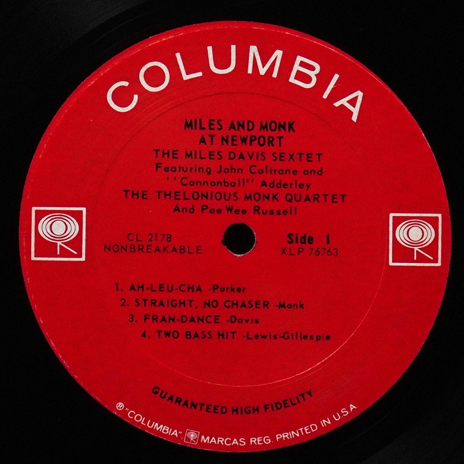 LP Miles Davis Sextet — Miles & Monk At Newport (моно) фото 3