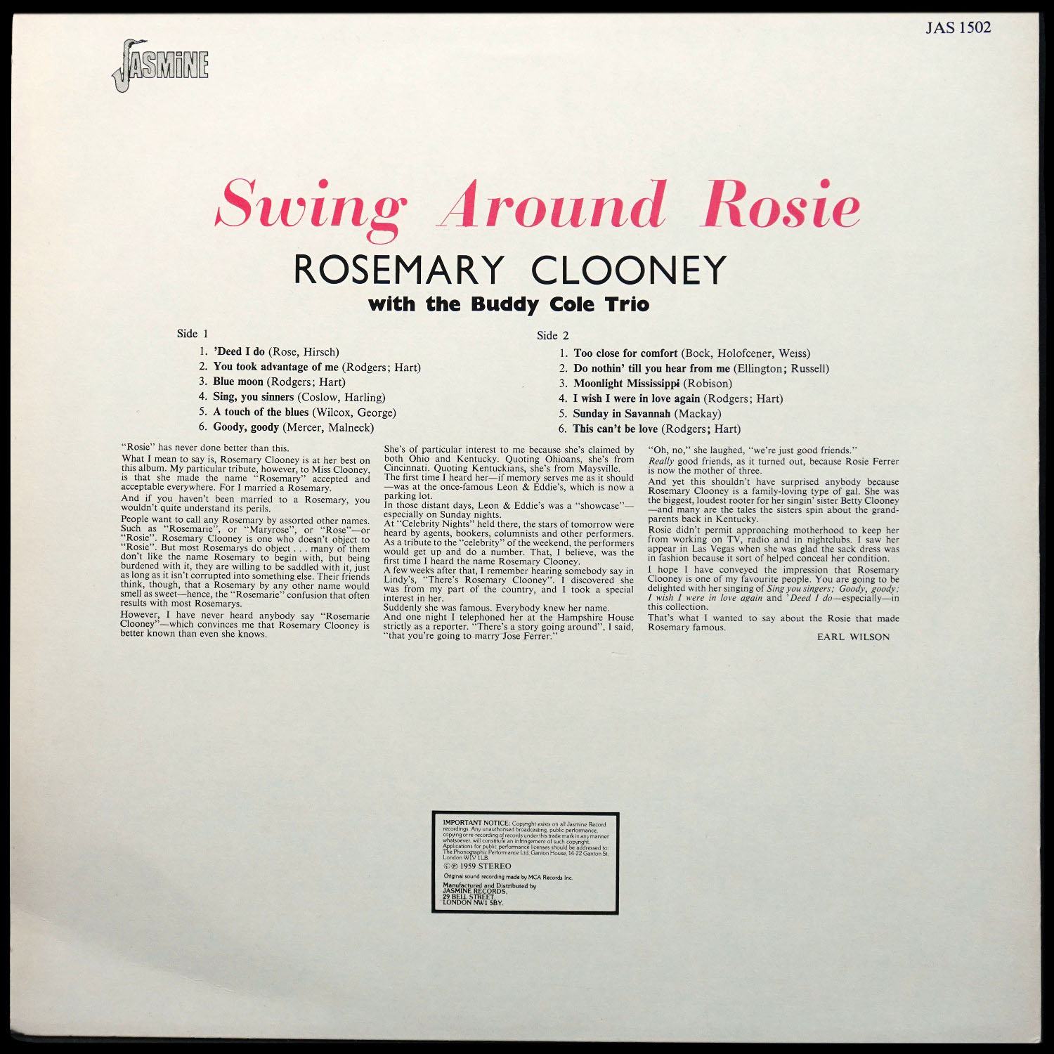 LP Rosemary Clooney — Swing Around Rosie фото 3