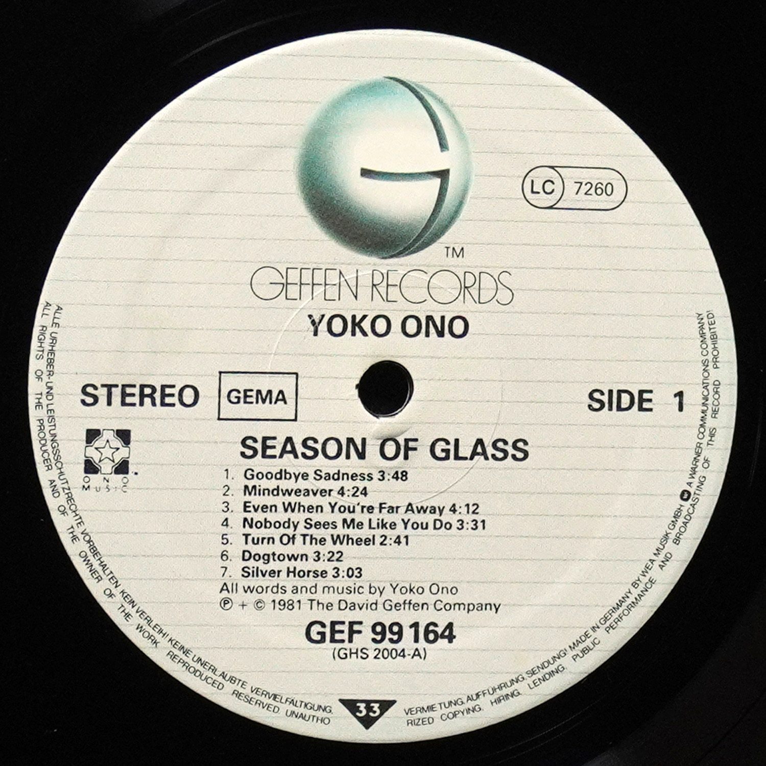 LP Yoko Ono — Season Of Glass фото 3