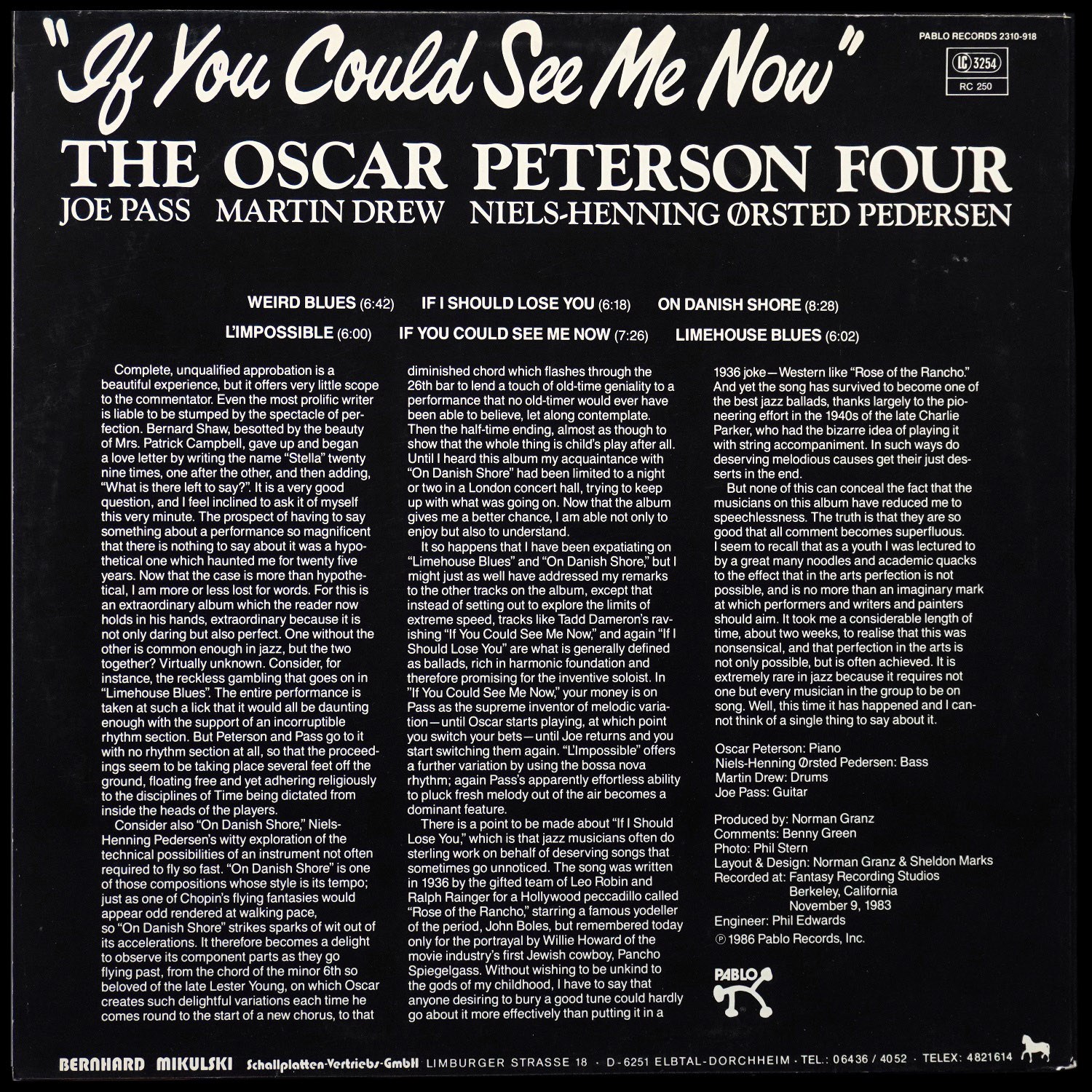 LP Oscar Peterson Quartet — If You Could See Me Now фото 2