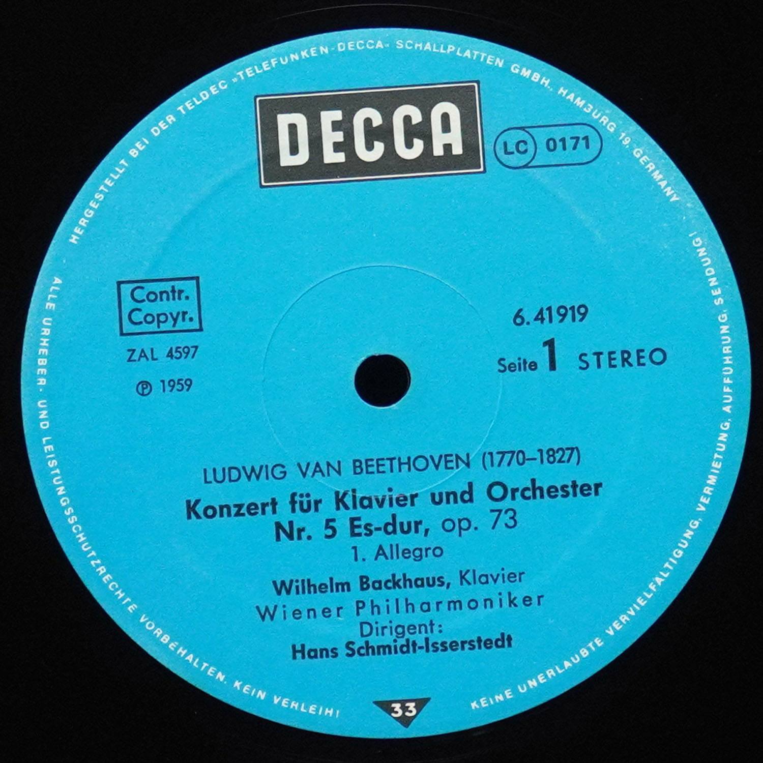 LP Hans Schmidt-Isserstedt — Klavierkonzert Nr. 5 Es-dur фото 3