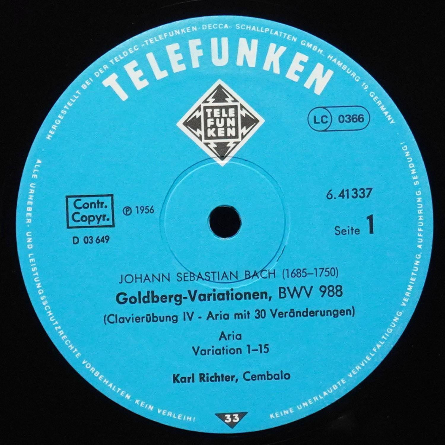 LP Karl Richter — Bach: Goldberg-Variationen фото 2