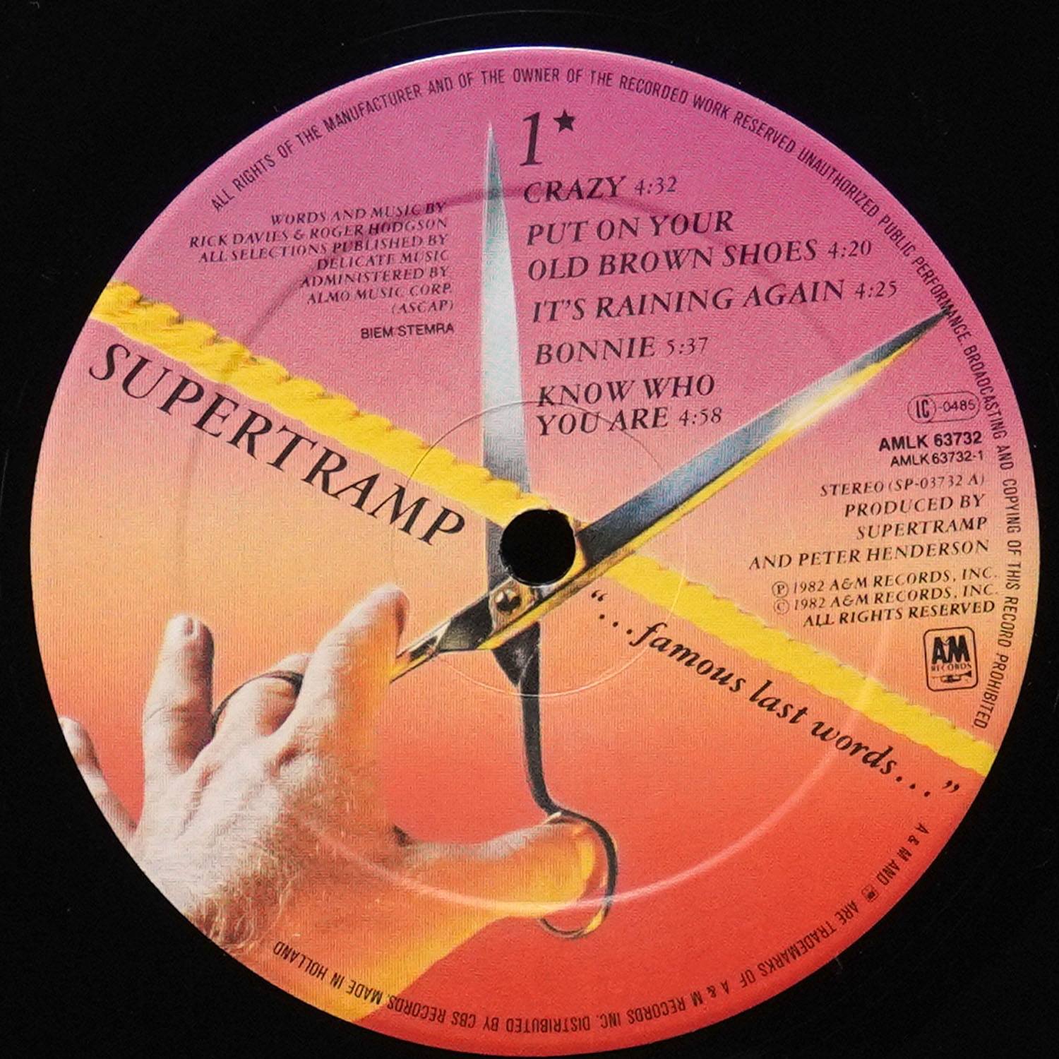 LP Supertramp — Famous Last Words фото 3