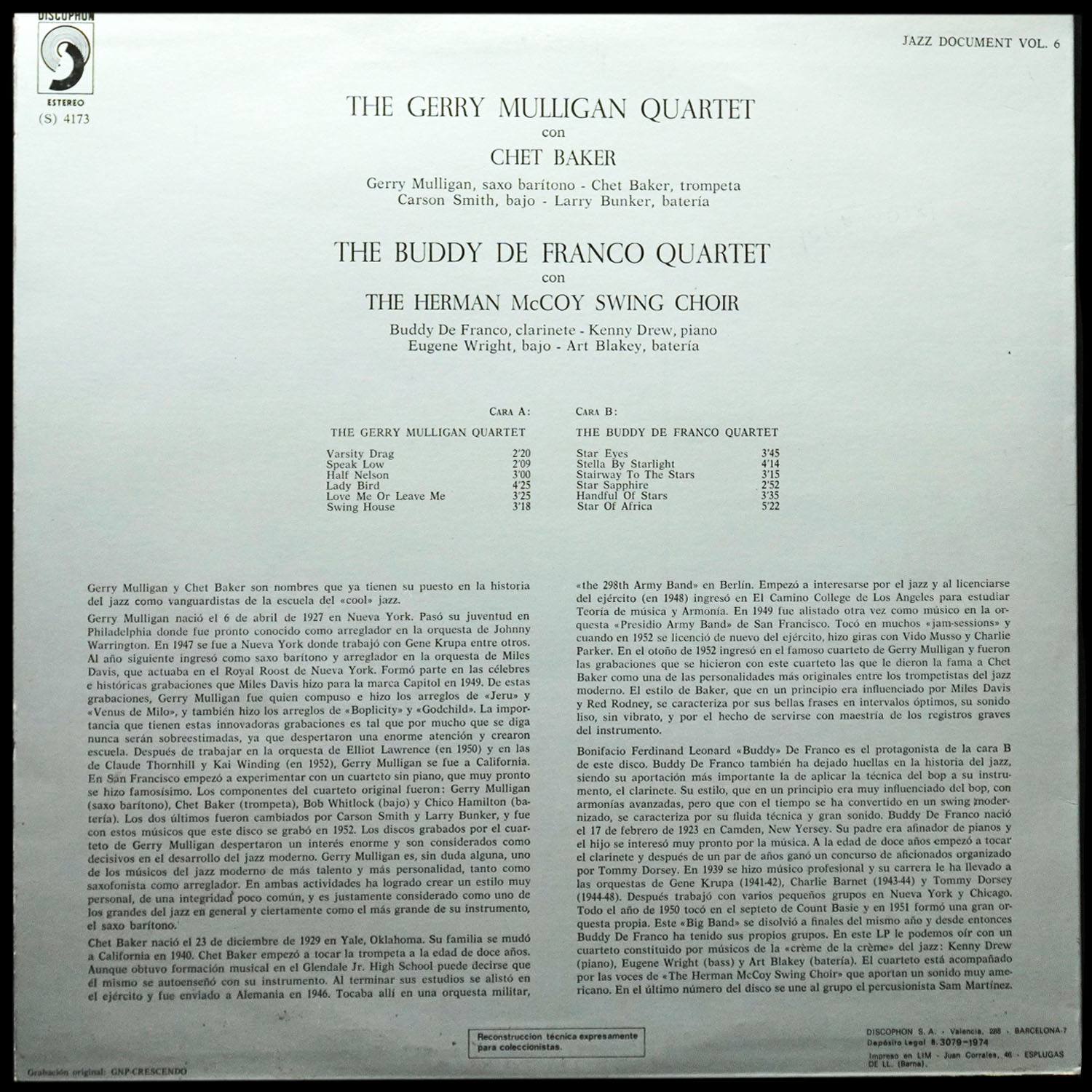 LP Gerry Mulligan — Gerry Mulligan Quartet / The Buddy De Franco Quartet фото 2