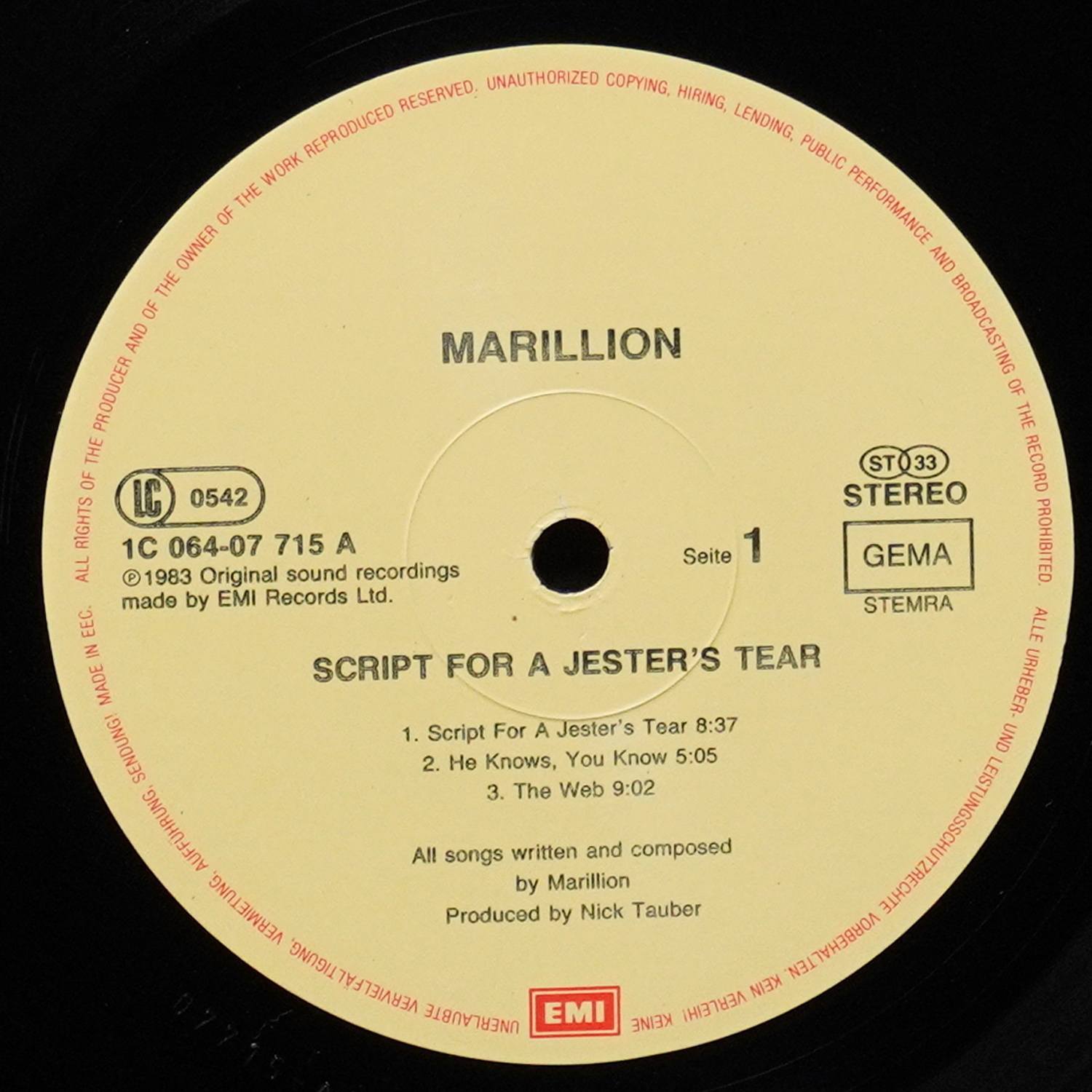 LP Marillion — Script For A Jester's Tear фото 3