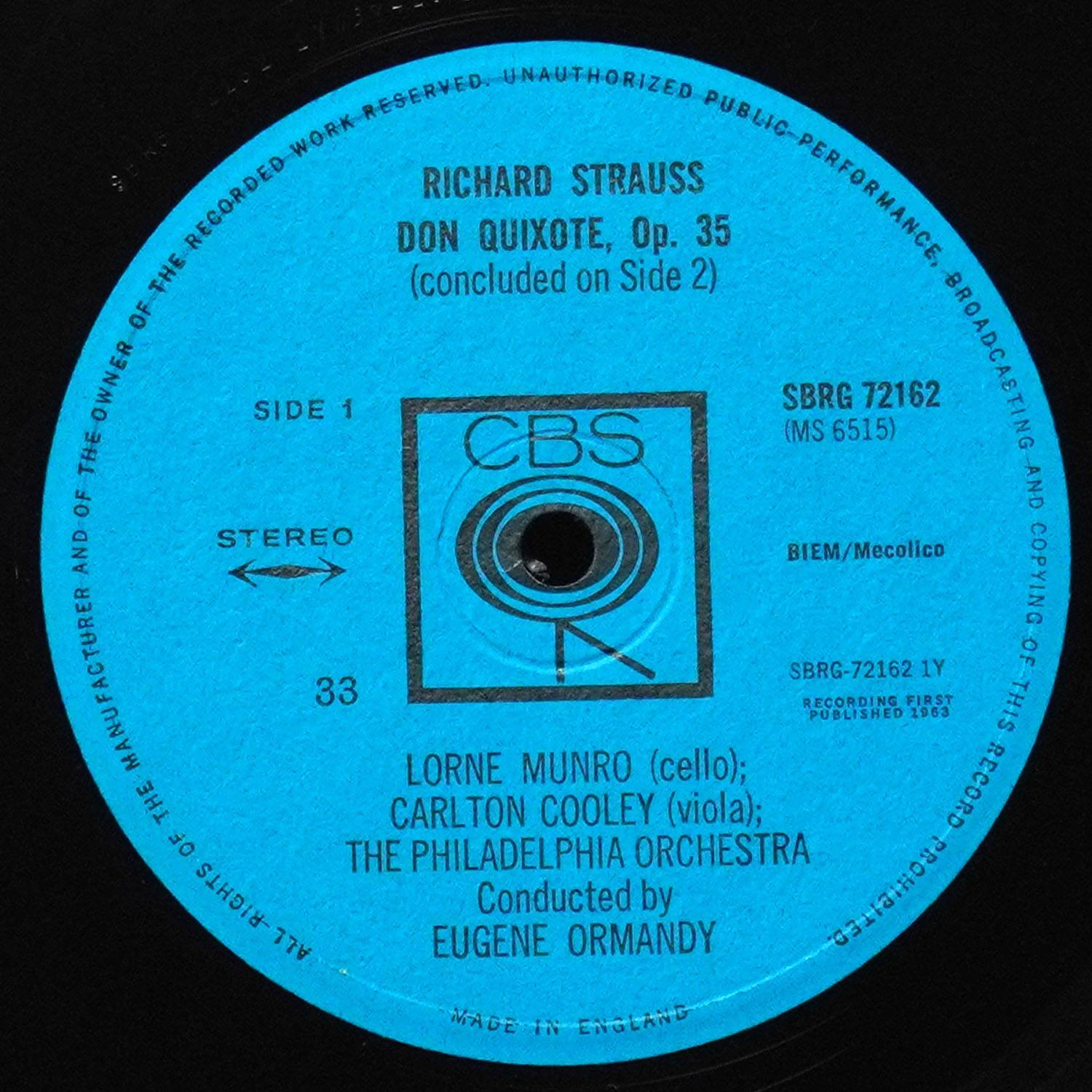 LP Eugene Ormandy — Strauss: Don Quixote фото 3