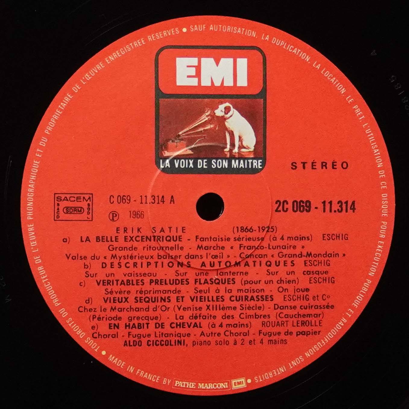 LP Aldo Ciccolini — Erik Satie: Pieces Pour Piano фото 3