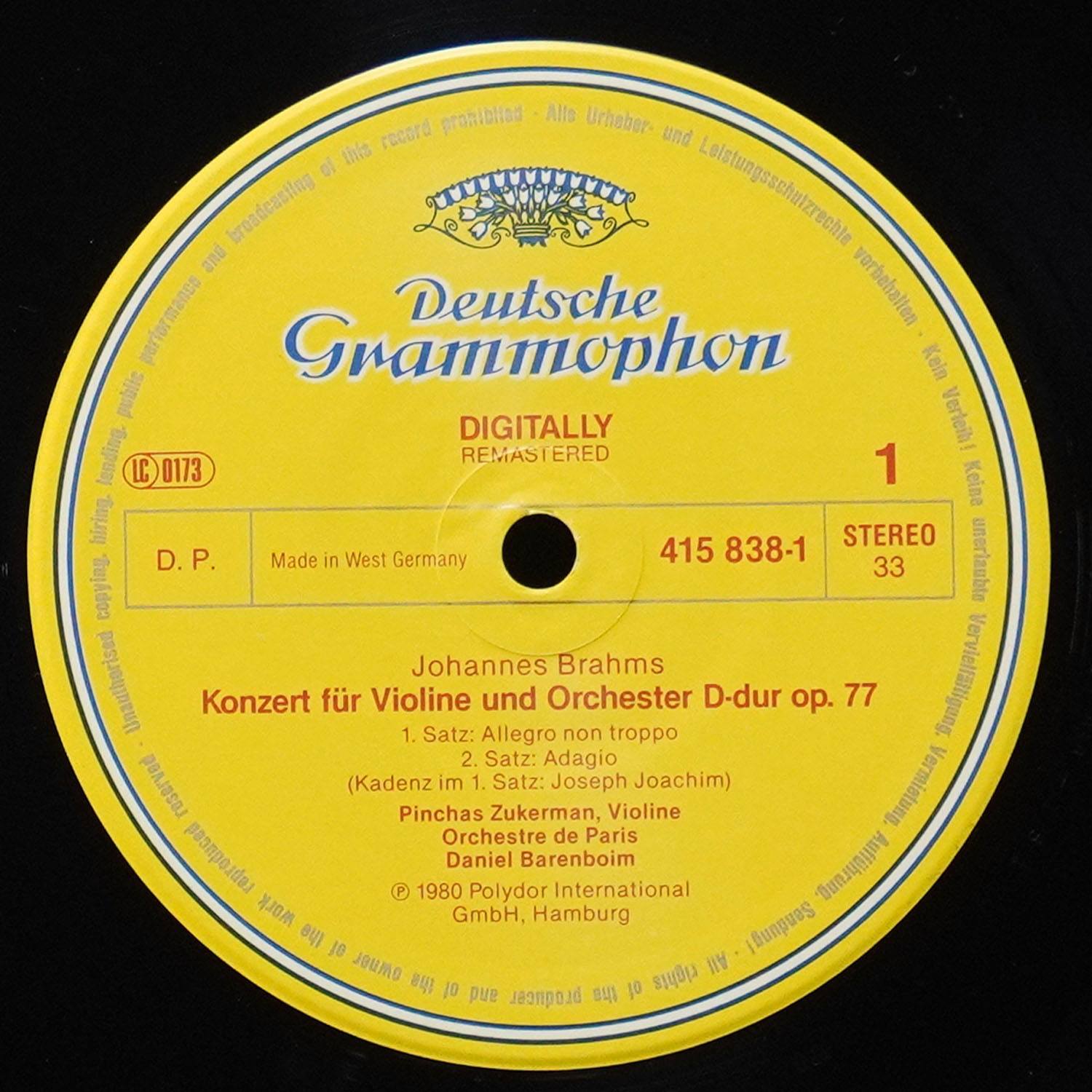 LP Daniel Barenboim — Brahms: Violinkonzert D-Dur Op. 77 / Violinsonate A-Dur Op. 100 фото 2