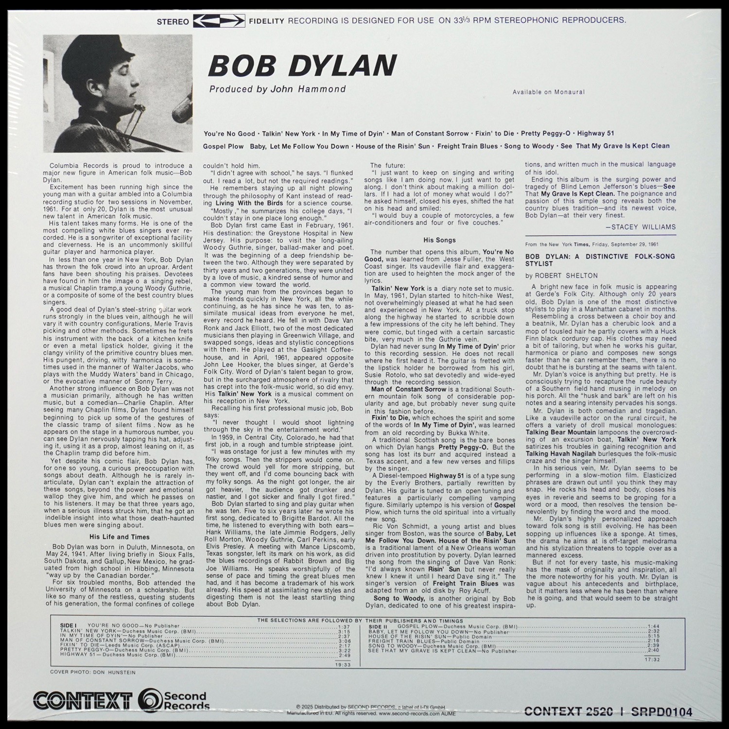 LP Bob Dylan — Bob Dylan фото 2