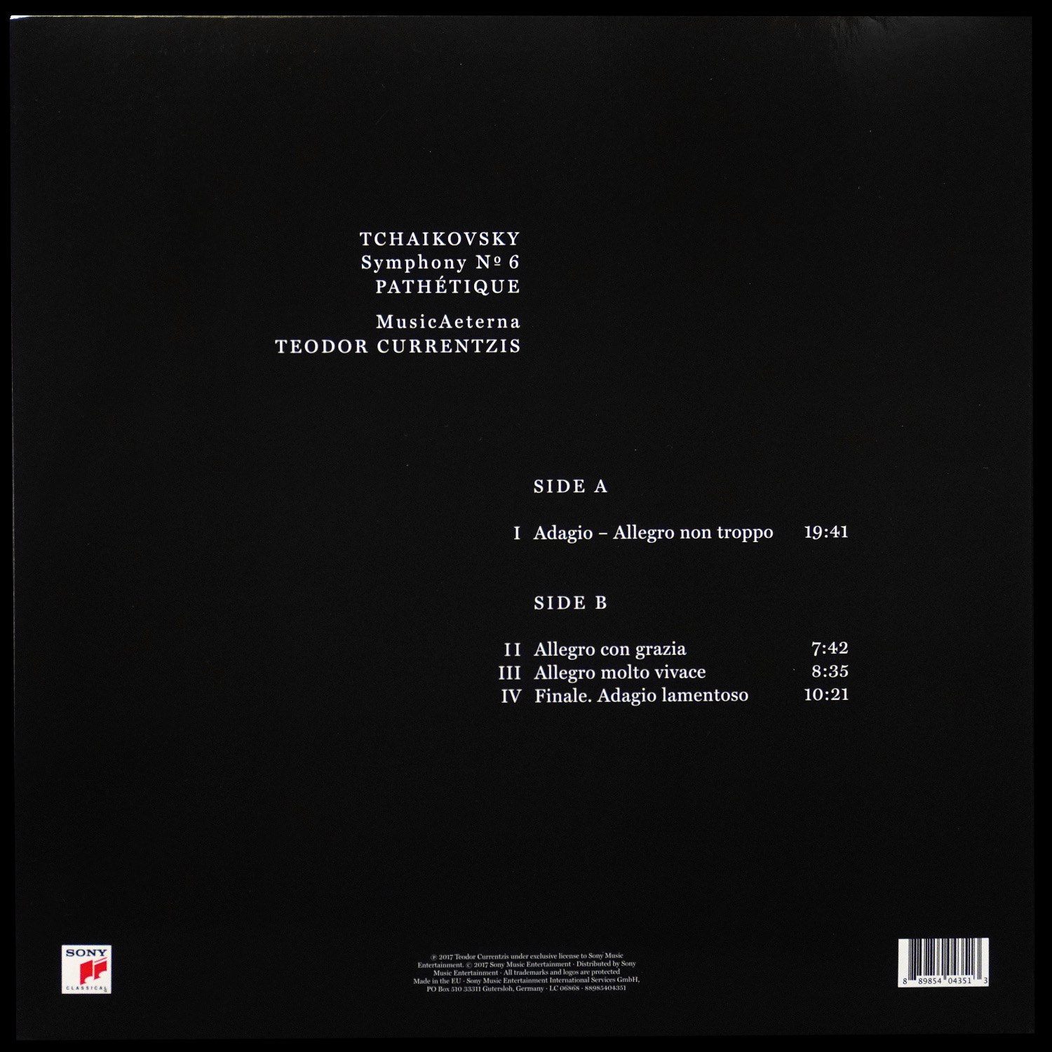 LP Teodor Currentzis — Tchaikovsky: Symphony N 6 Pathetique фото 2