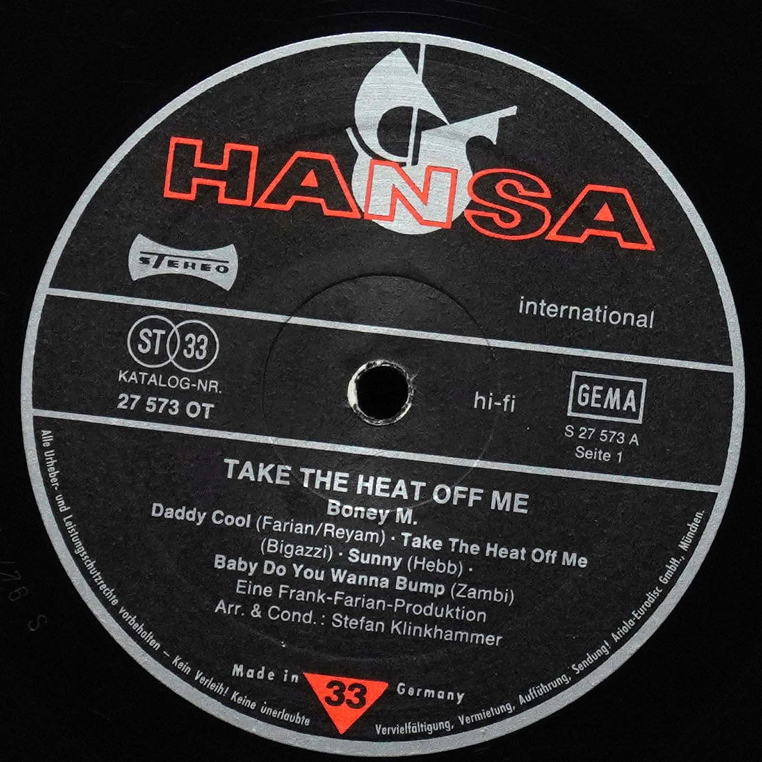 LP Boney M — Take The Heat Off Me фото 3
