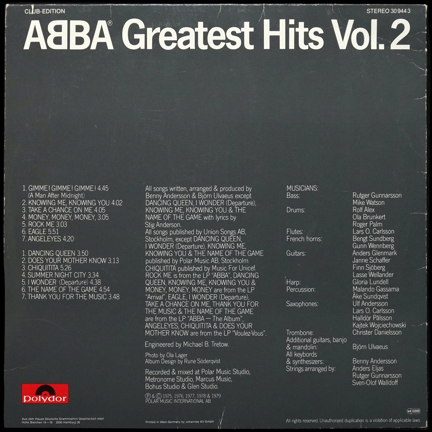 LP Abba — Greatest Hits Vol.2 (клубное издание) фото 2