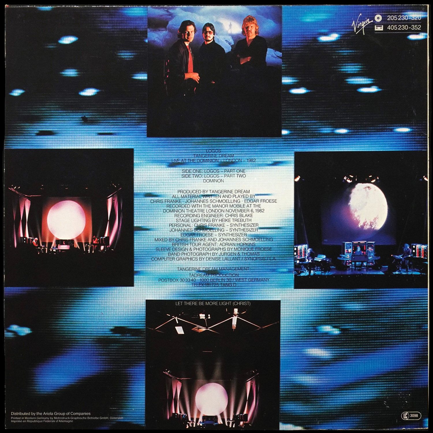 LP Tangerine Dream — Logos - Live At The Dominion London 1982 фото 2