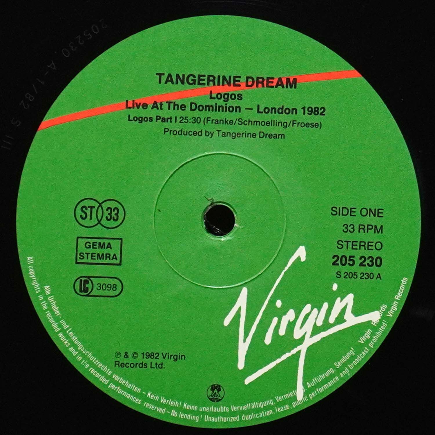 LP Tangerine Dream — Logos - Live At The Dominion London 1982 фото 3