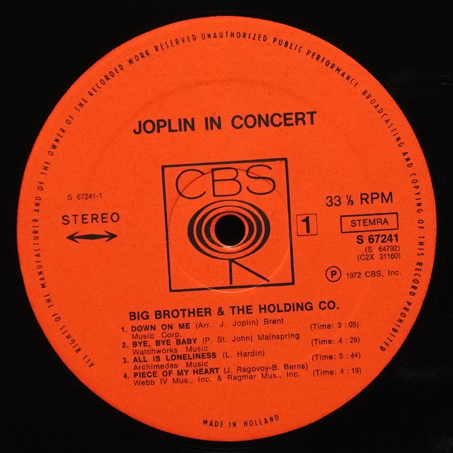 LP Janis Joplin — In Concert (2LP) фото 3
