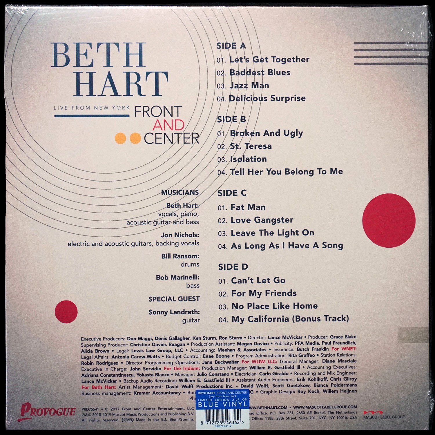 LP Beth Hart — Front And Center (Live From New York) (2LP,  цветной винил) фото 2