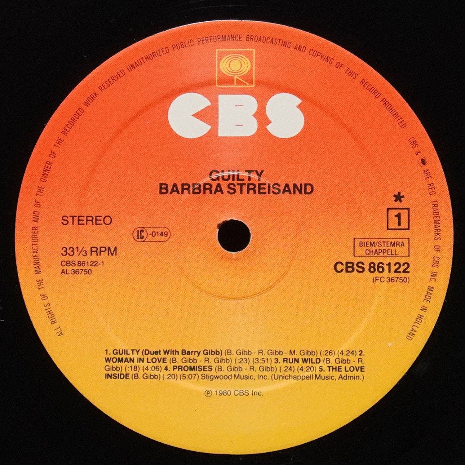 LP Barbra Streisand — Guilty фото 2