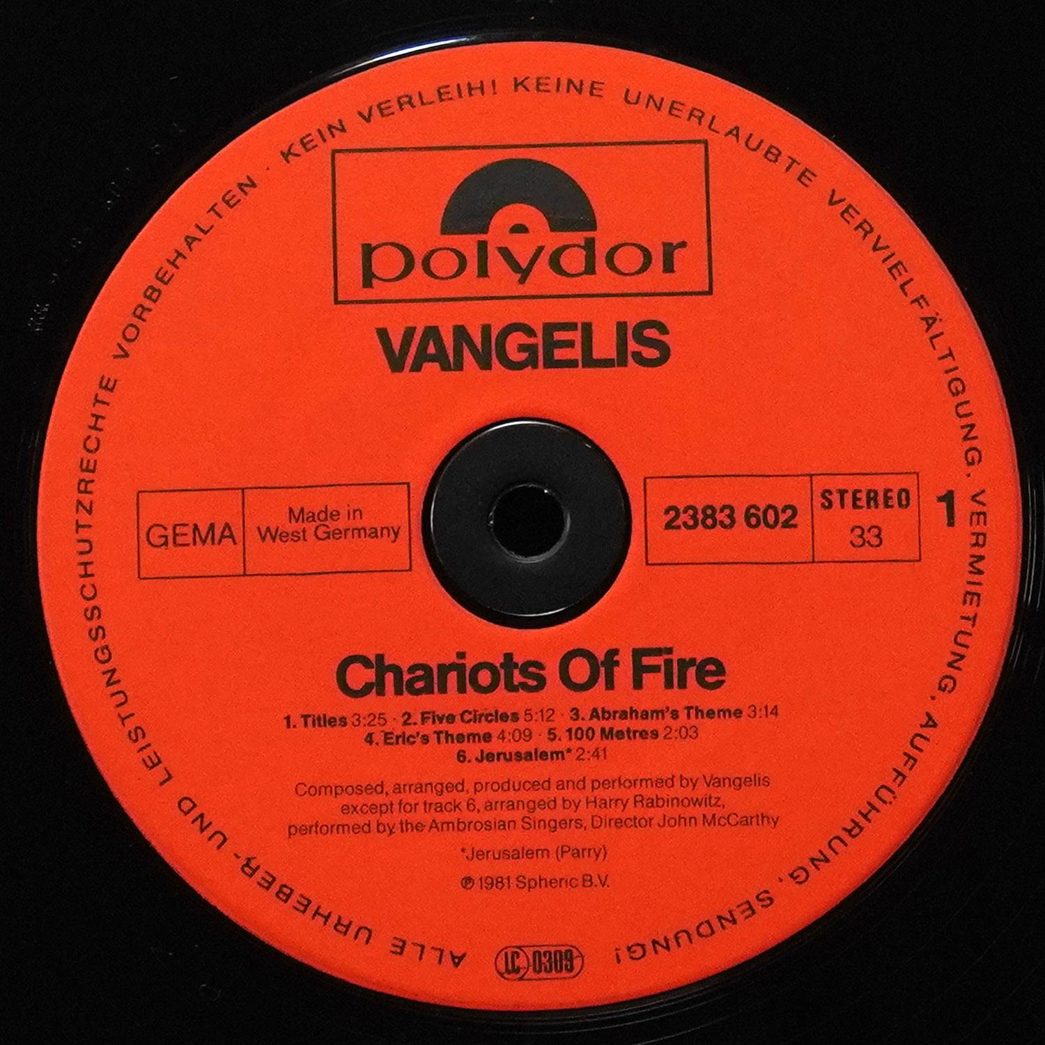 LP Vangelis — Chariots Of Fire фото 2