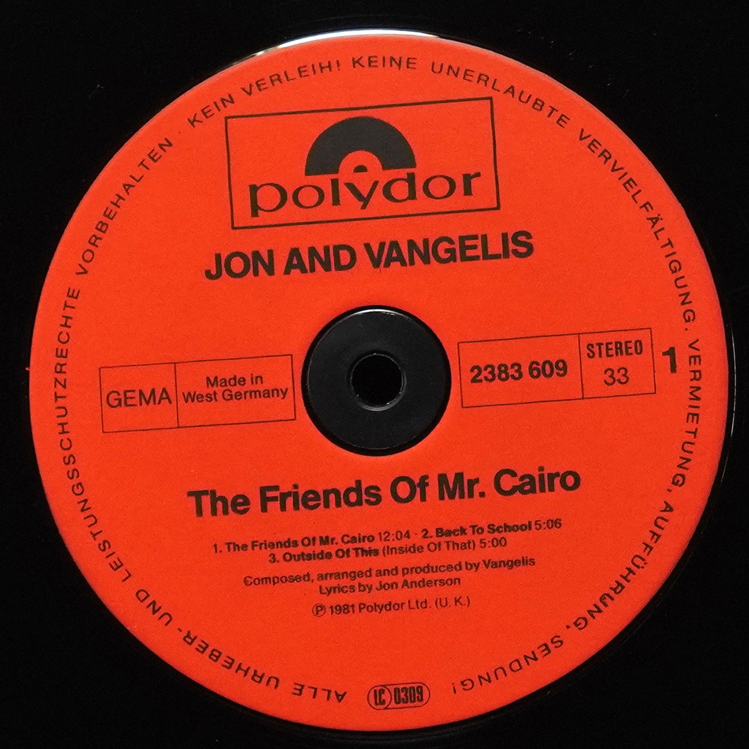 LP Jon And Vangelis — Friends Of Mr Cairo фото 2
