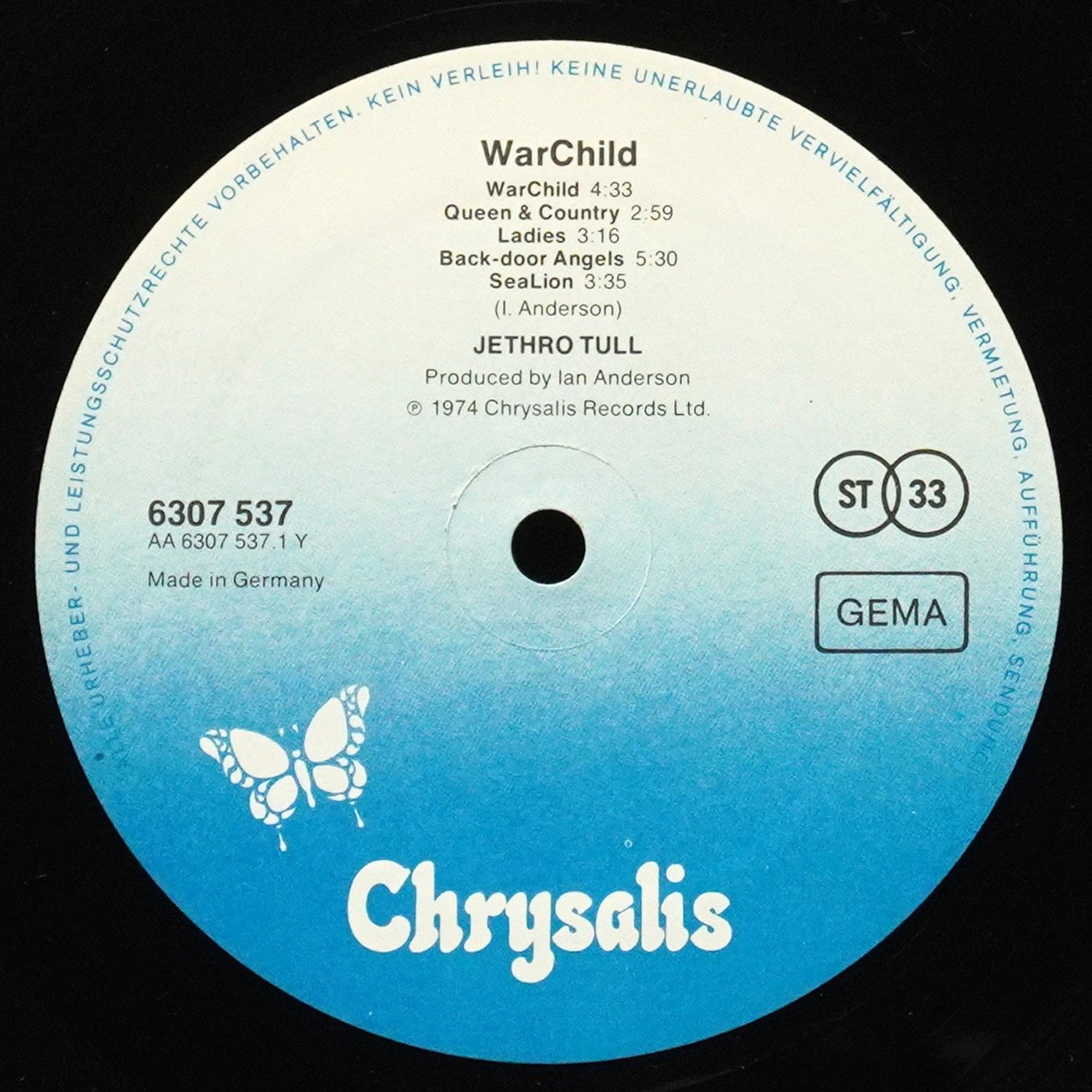 LP Jethro Tull — War Child фото 3
