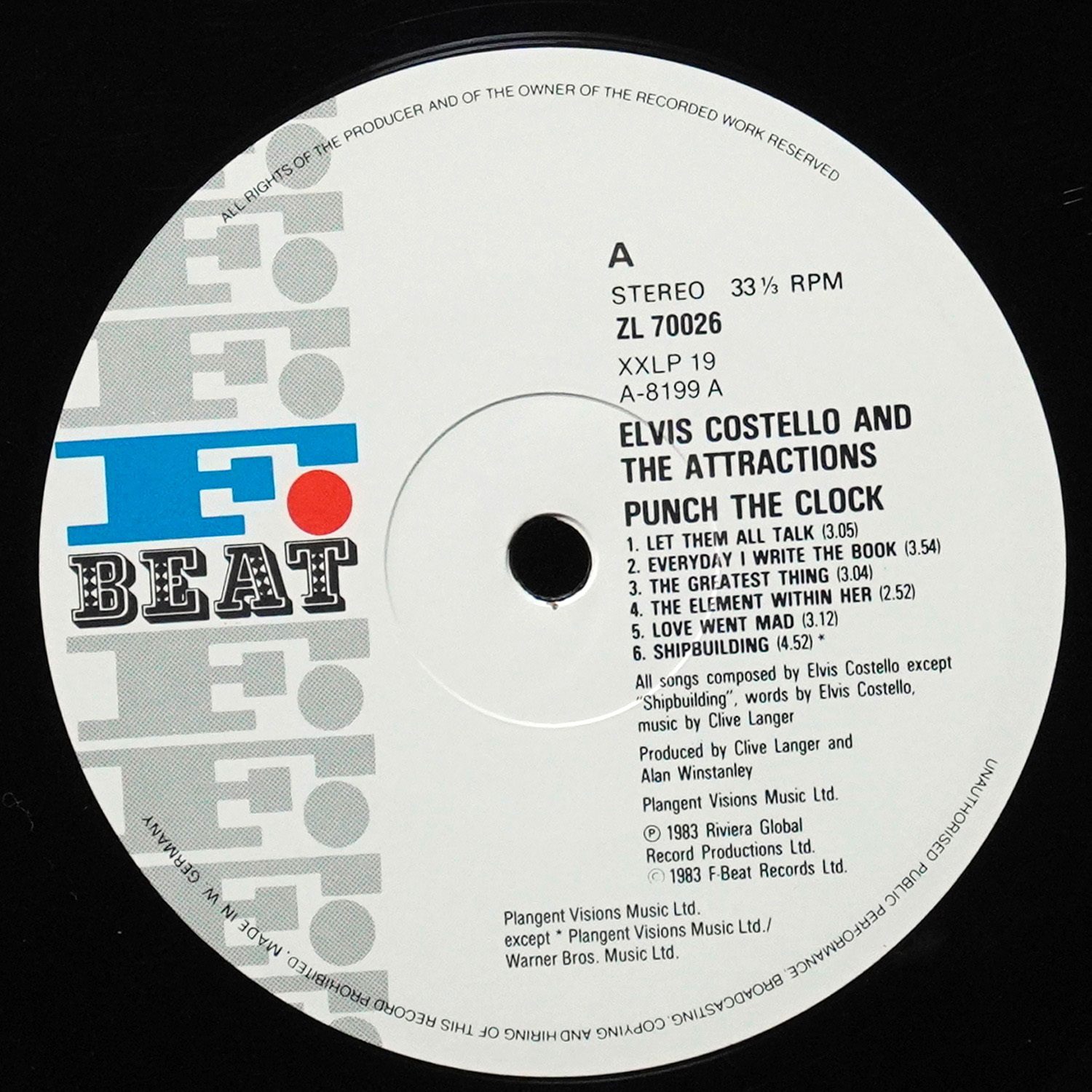 LP Elvis Costello & The Attractions — Punch The Clock фото 2