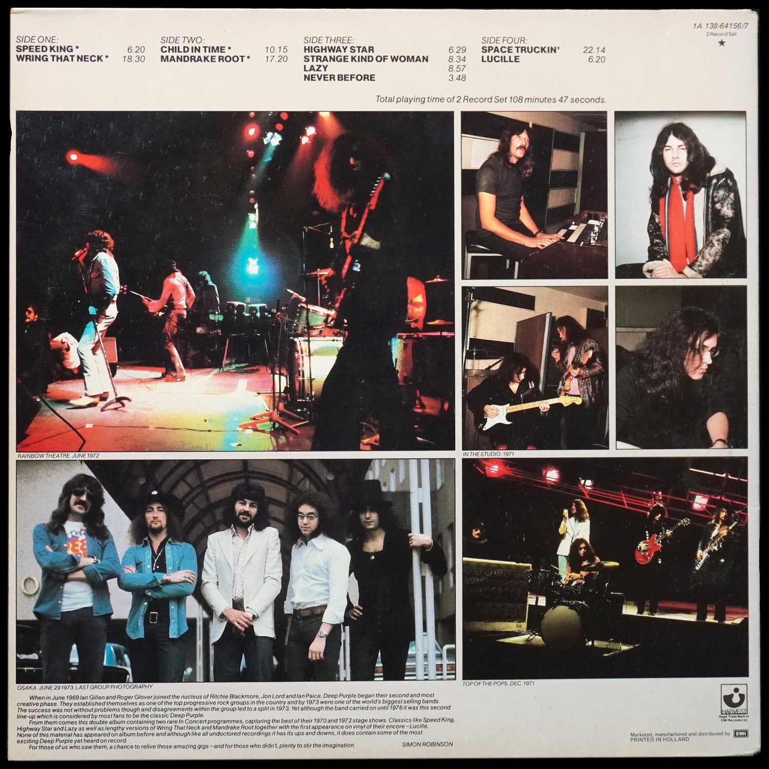 LP Deep Purple — In Concert (2LP) фото 2