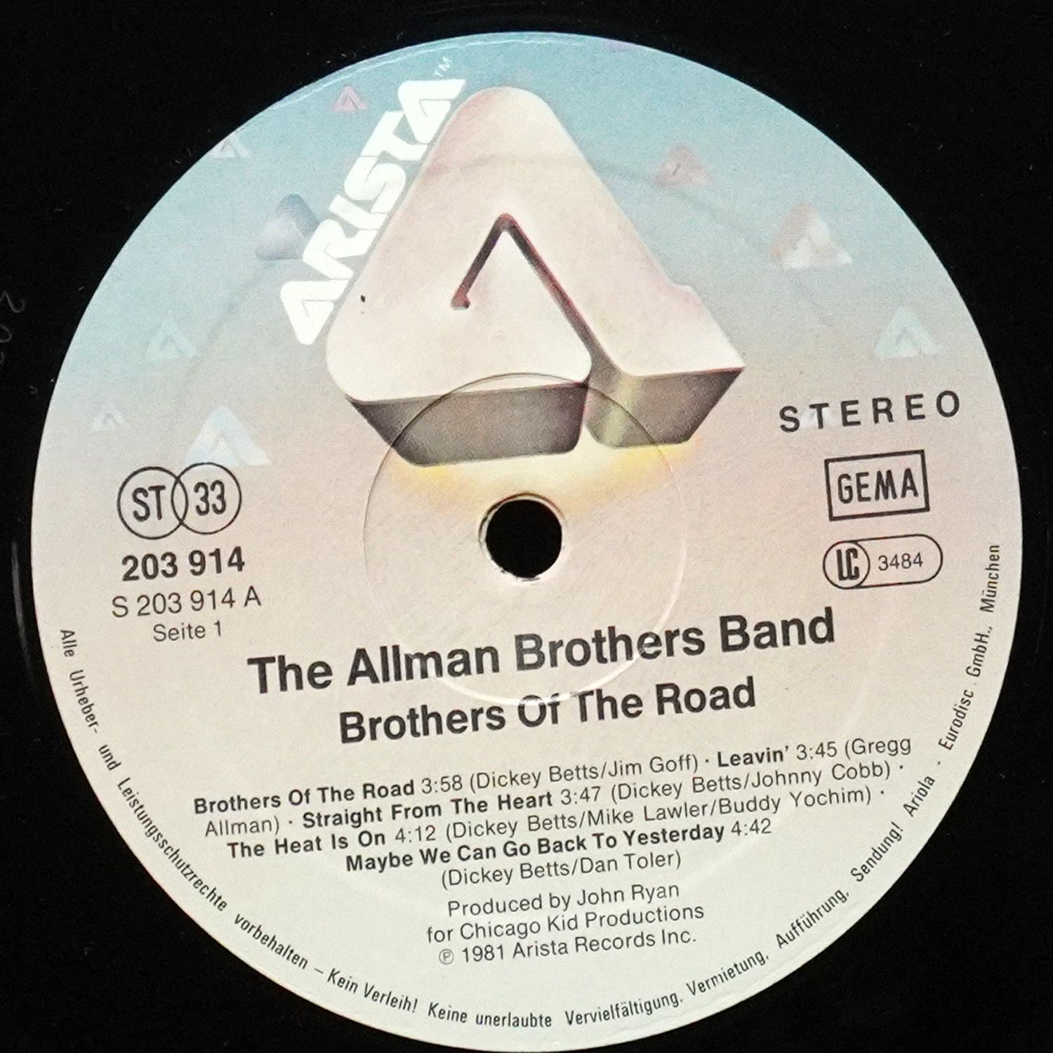 LP Allman Brothers Band — Brothers Of The Road фото 3