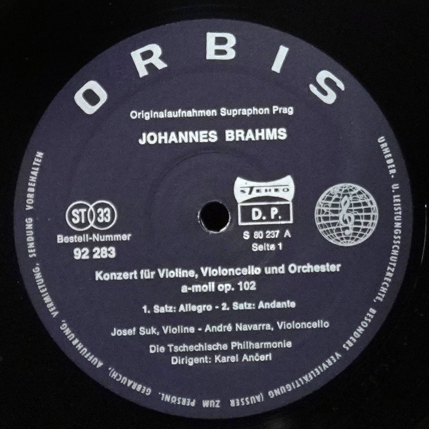 LP Karel Ancerl — Brahms: Doppelkonzert A-Moll / Tragische Ouverture фото 2