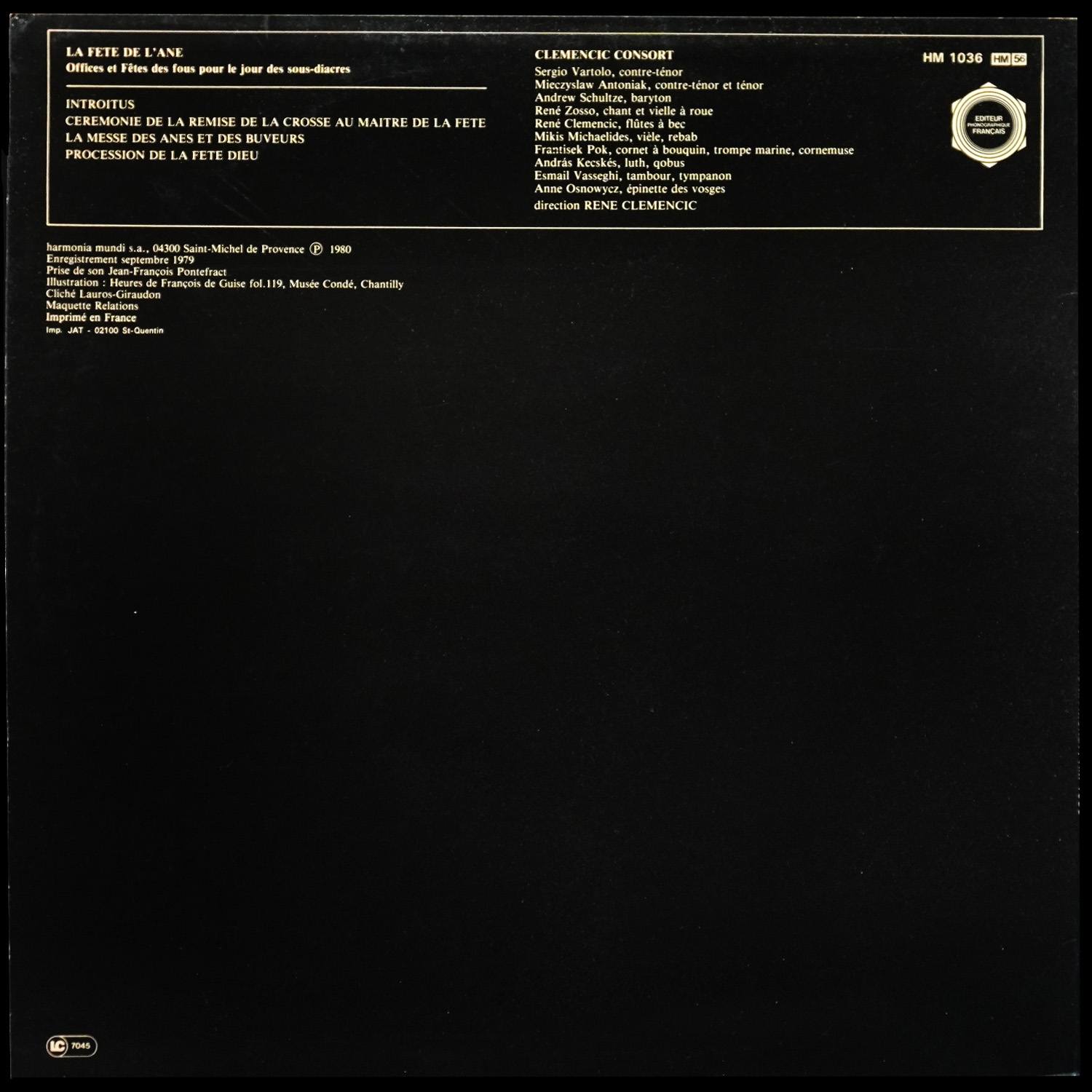 LP Rene Clemencic — La Fete De L'ane (+ буклет) фото 2