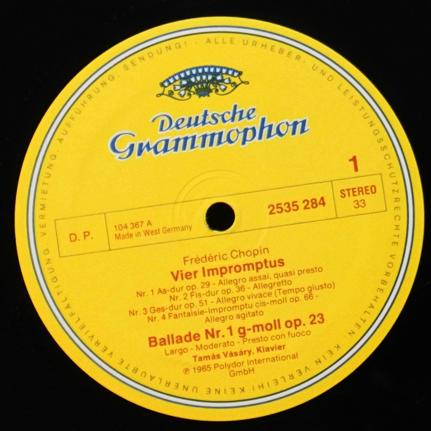 LP Tamas Vasary — Chopin: 4 Impromptus / 4 Balladen фото 2
