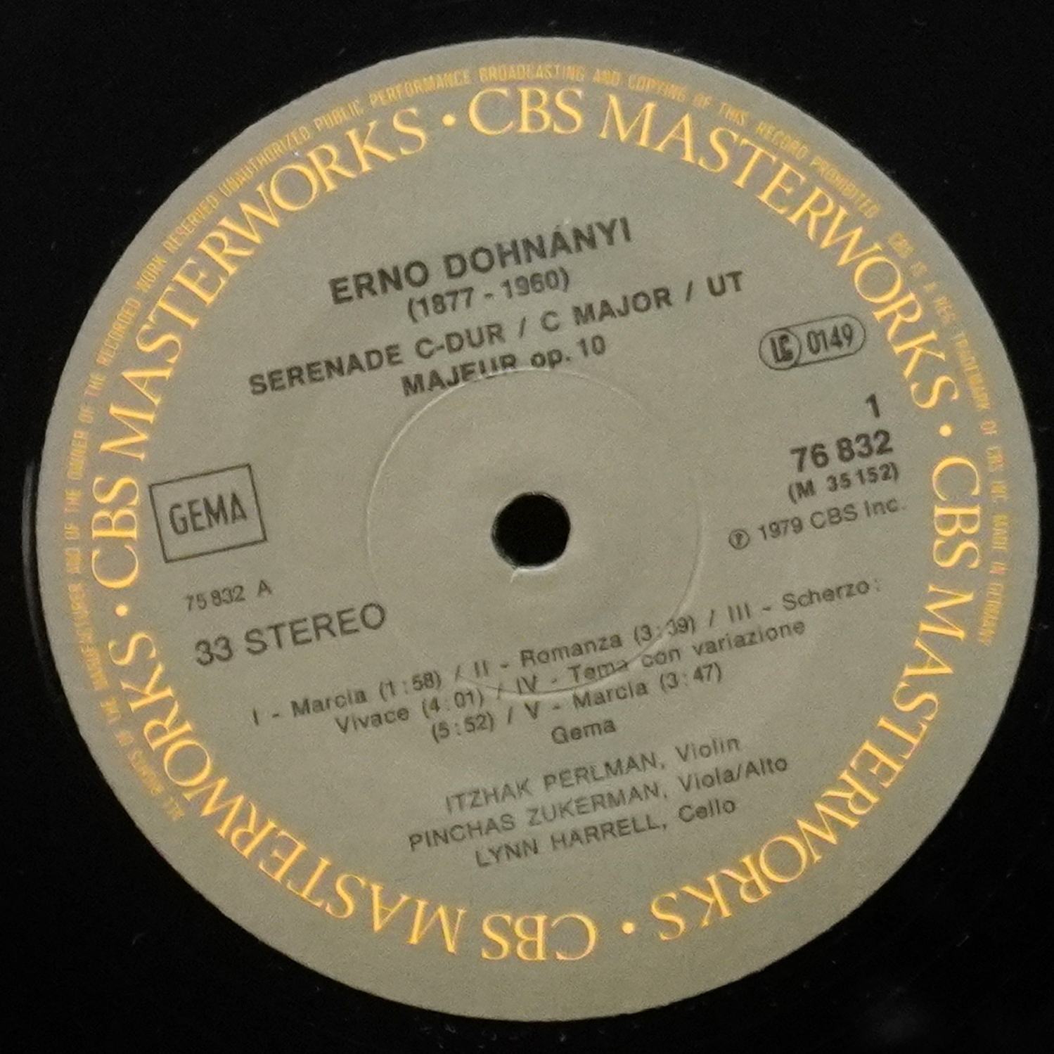 LP Itzhak Perlman — Beethoven: Serenade, Op. 10 / Serenade, Op. 8 фото 2
