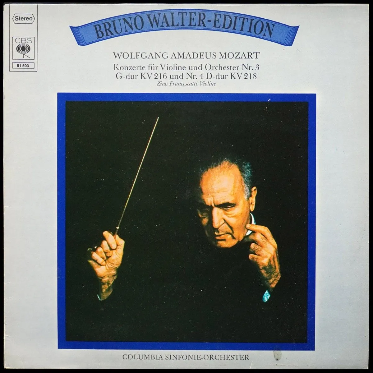 LP Bruno Walter — Mozart: Konzert For Violine Und Orchester Nr. 3 G-Dur KV 216 Und Nr. 4 D-Duro KV 218 фото