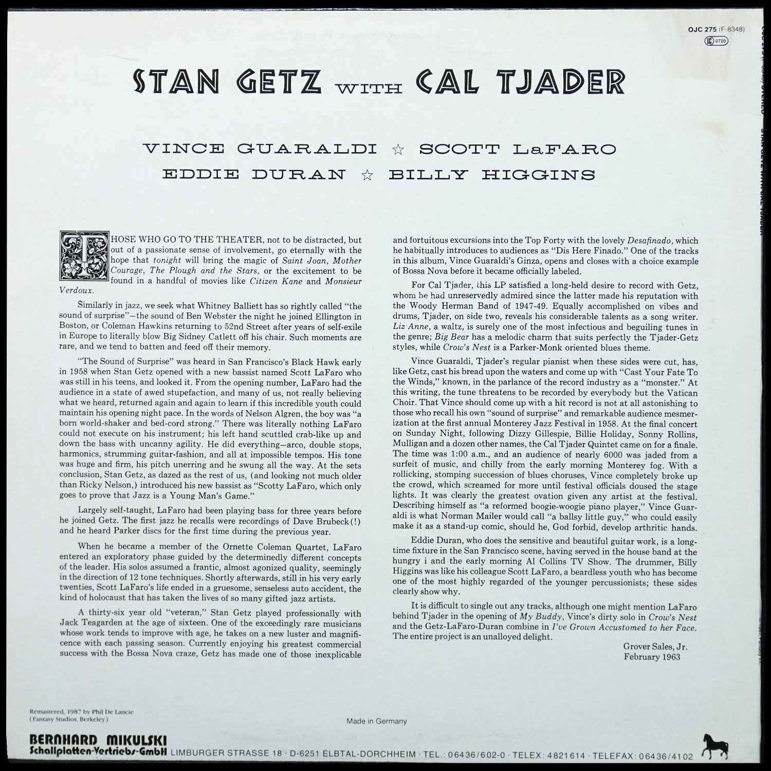 LP Stan Getz — Stan Getz With Cal Tjader фото 2