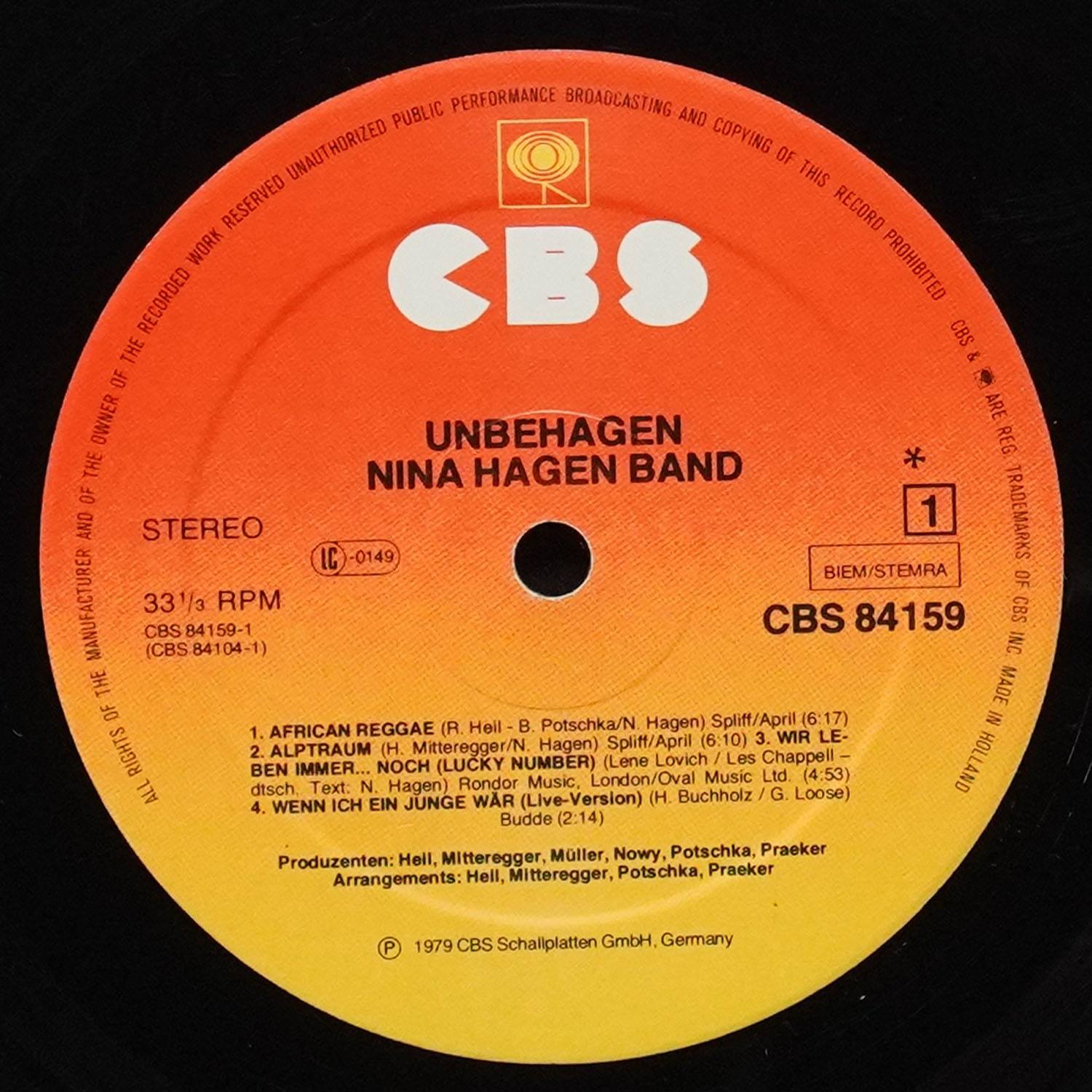 LP Nina Hagen — Unbehagen фото 3