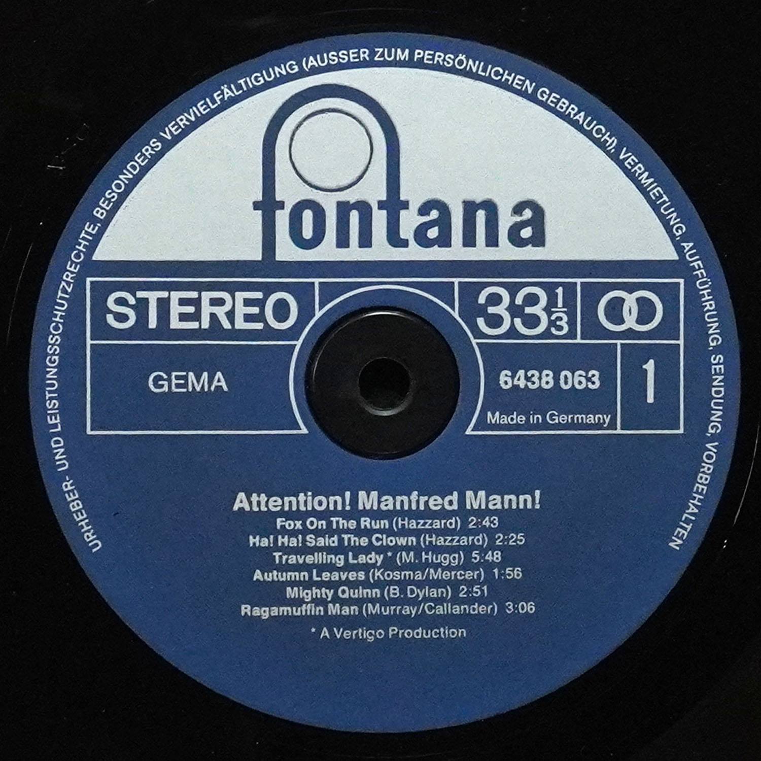 LP Manfred Mann's Earth Band — Attention! Manfred Mann! фото 2