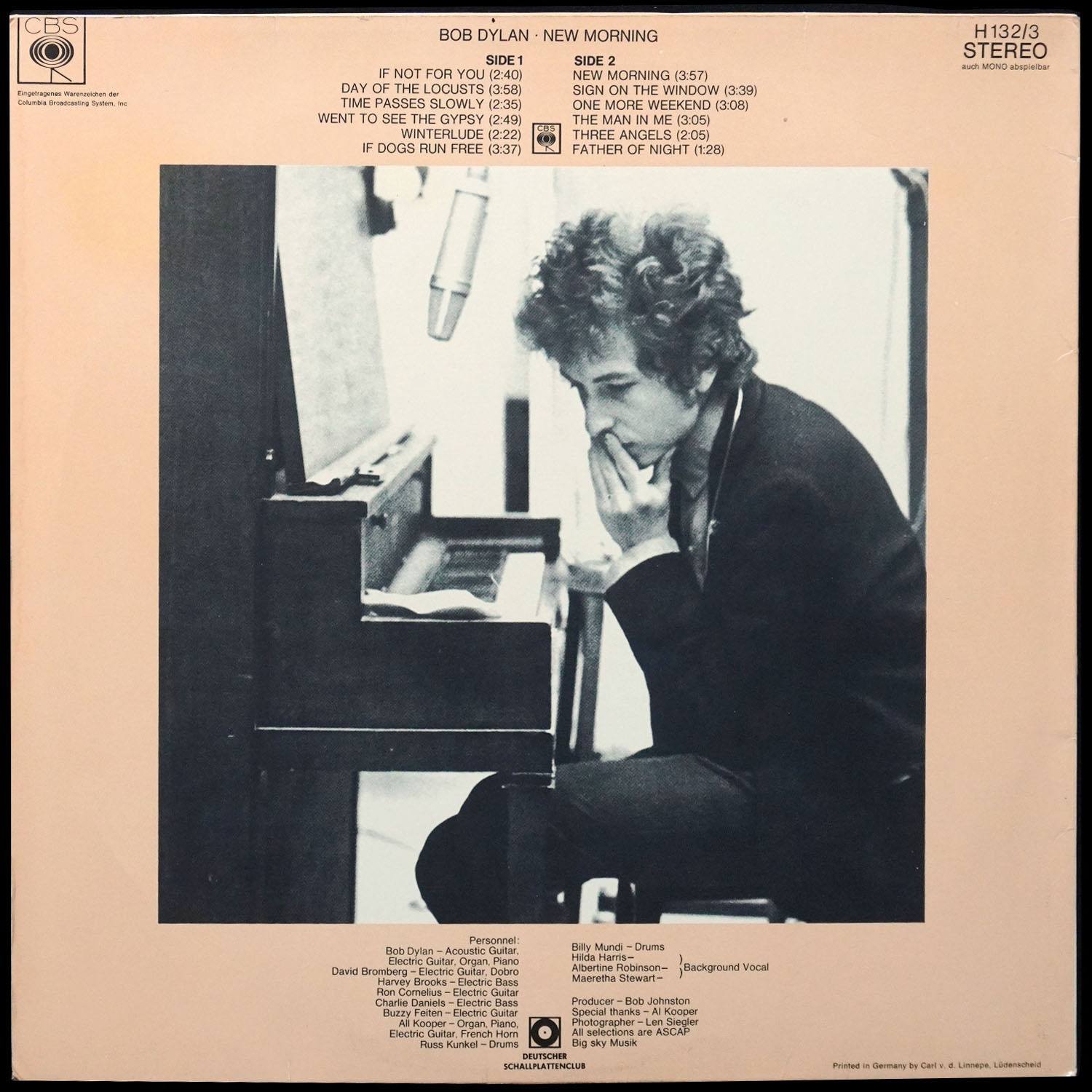 LP Bob Dylan — New Morning (клубное издание) фото 2